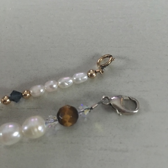 Set of pearl bracelets w/ tigers eye & blue stones - Picture 7 of 8